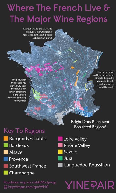 Map Where The French Live Vs The Major Wine Regions French Wine