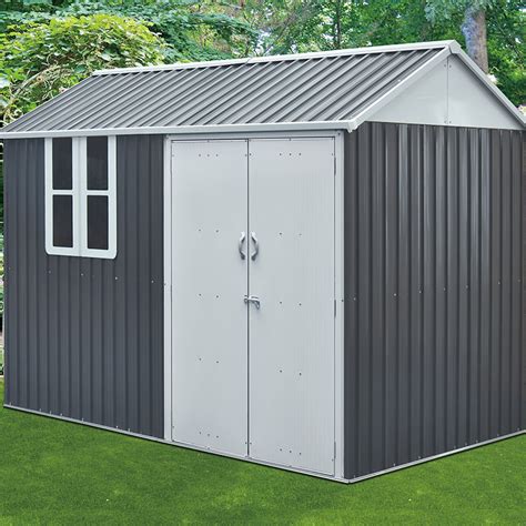 8ft By 6ft 8ft By 8ft Metal Shed Apex Roof Anthracite Garden Shed