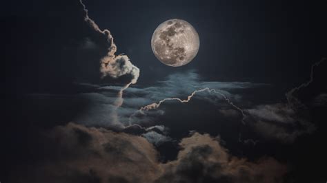 Download Night Clouds And Moon Nature Sky Wallpaper