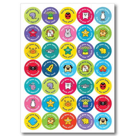Home School Well Done Childs Name Personalised Reward Stickers