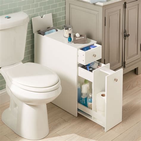 Incorporating narrow cabinets and other slim forms of organization, which can look just as slick as the furniture around them. Slim Bath Cabinet| Bathroom Storage | Brylane Home