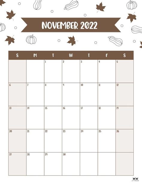 Printable November 2022 Calendar Style 37 In 2022 Free Thanksgiving