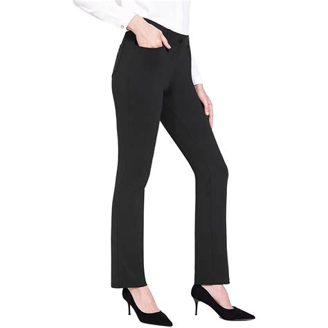 Women Stretchy Work Business Slacks Dress Pants Casual Straight Leg Trousers With Pockets