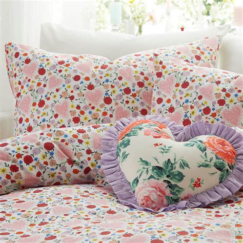 Pink Cath Kidston Floral Heart Frill Duvet Cover Bedding Set Terrys