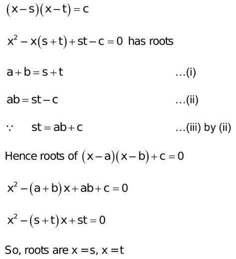 7 Let A B Be Roots Of The Equation X S X T C C Is Not Equal To Zero Then The Roots Of The