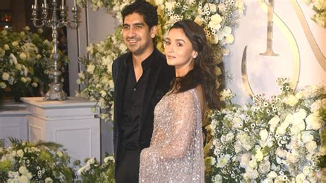 Alia Bhatt Poses With Ayan Mukerji In A Diamond Embedded Saree At Sidharth Kiaras Reception