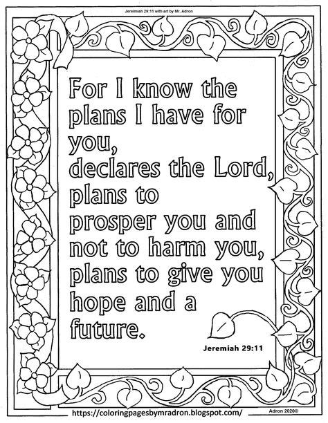 Free Print And Color Page With Jeremiah 2911 I Know The Plans I Have
