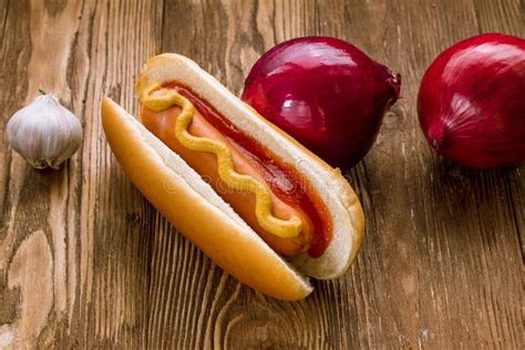 Classic Hot Dog With Ketchup And Mustard Stock Photo Image Of Fast