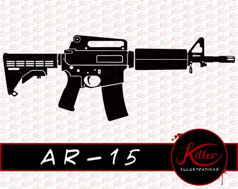 Ar 15 Gun Vector Rifle Clip Art Firearm Cut File Etsy