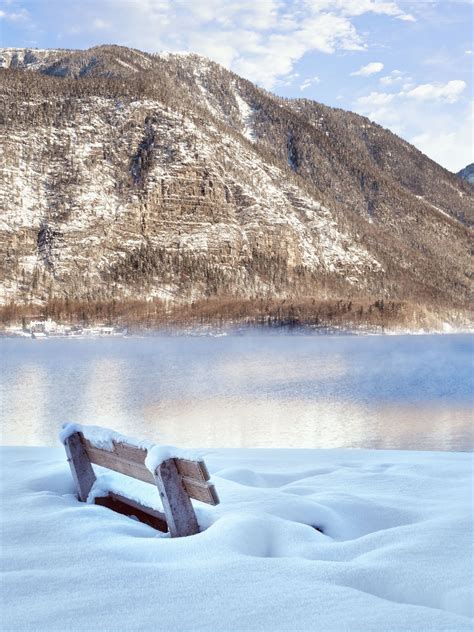 Free Images Bank Lake Hallstatt Wintry Winter Magic Snowy Snow