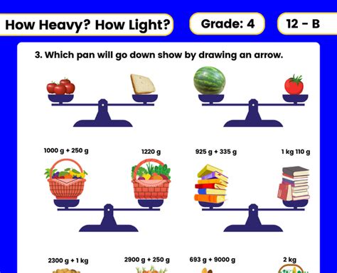Ncert Class 4 Maths Chapter 12 How Heavy How Light Worksheet