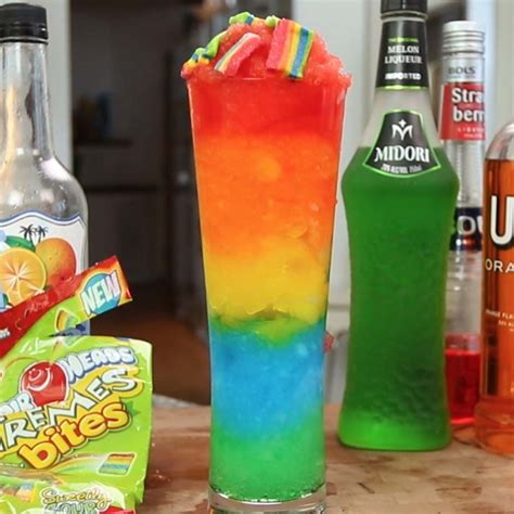 Rainbow Xtreme Cocktail Recipe Recipe Candy Cocktails Rainbow Drinks Yummy Alcoholic Drinks