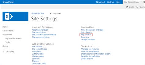 How To Add A Link To The Top Link Bar In SharePoint 2013