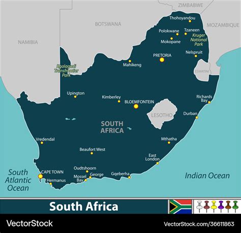 Map South Africa Royalty Free Vector Image Vectorstock