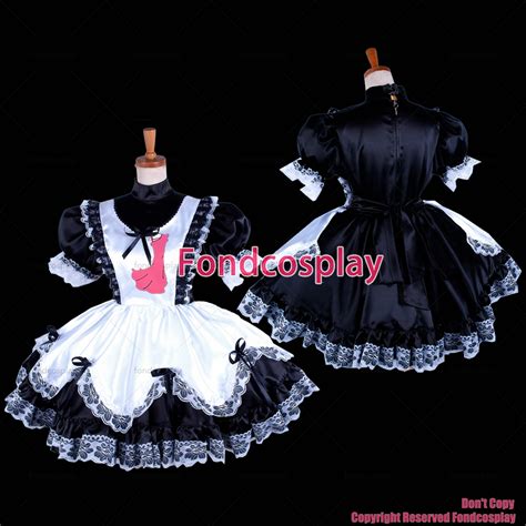 Fondcosplay Adult Sexy Cross Dressing Sissy Maid Short Black Satin