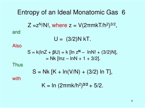 Ppt Entropy Of An Ideal Monatomic Gas 1 Powerpoint Presentation Free