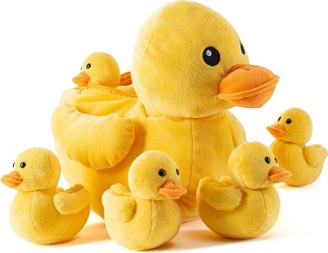 Carry Along Plush Duck With 5 Little Plush Ducks Ducklings 6 Piece
