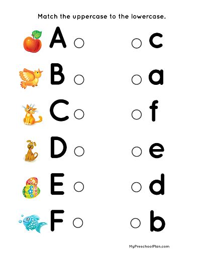 Preschool Match Alphabets With Pictures Worksheets