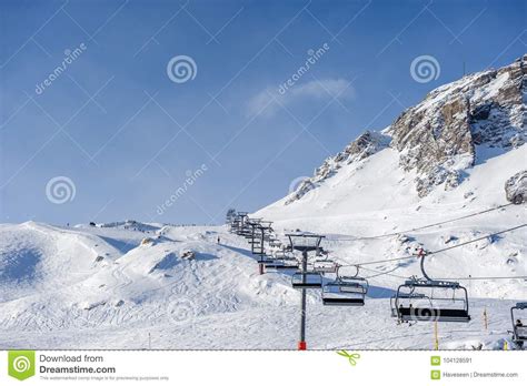 Ski Lift In Mountains At Winter Stock Image Image Of Rocky Cold