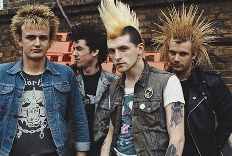 British Street Punk Band Gbh Group Portrait Featuring Large Mohicans