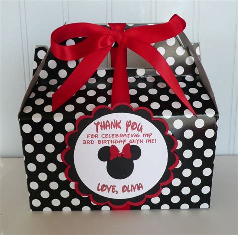 Minnie Mouse Red And Black Birthday Favor Box Set Of 24 Mickey Mouse