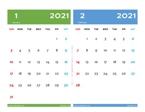 Calendar For January February 2021
