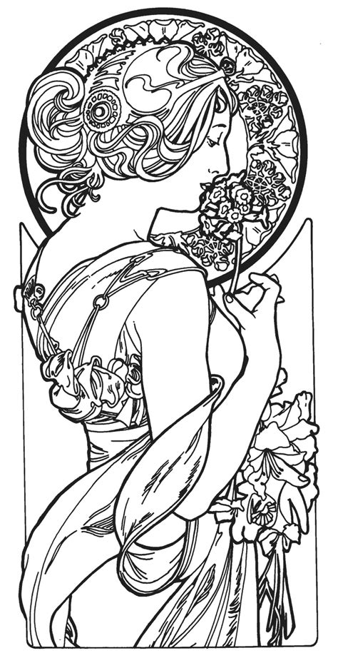 Coloring pages are blank on the back so they can be cut out and displayed. byn vintage | Art nouveau pattern, Art nouveau ...