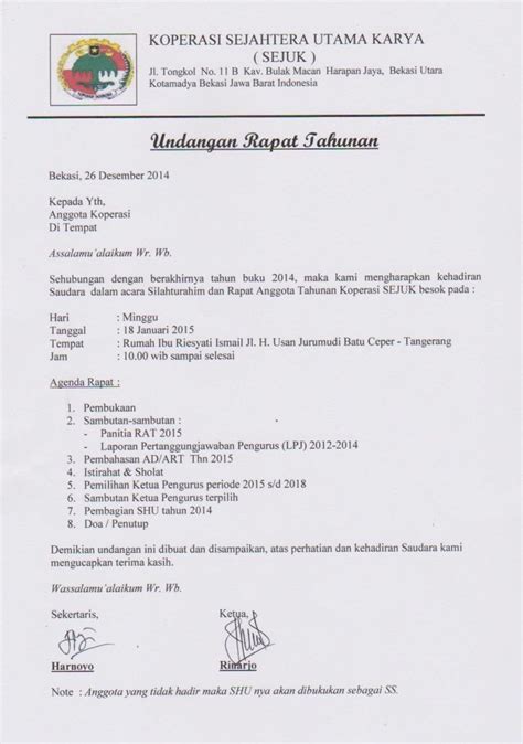 Contoh surat undangan resmi perusahaan. Dokumen Undangan Rapat Pembentukan Organisasi Sekolah ...