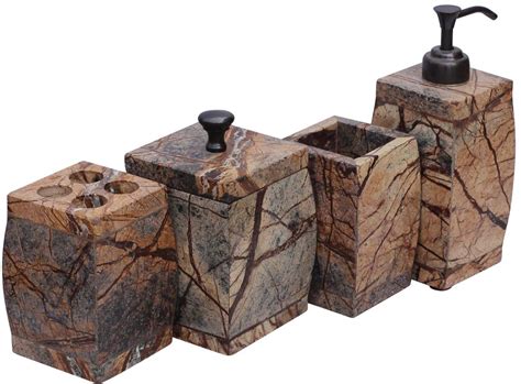 But as opposed to the kitchen, a elegant, decorated, and accessorized. Wholesale Set of 4 Bathroom Accessories in Streaked Brown ...