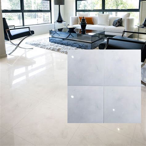 White Polished Ceramic Floor Tiles Size X Mm Model HB Hanse Tiles Products