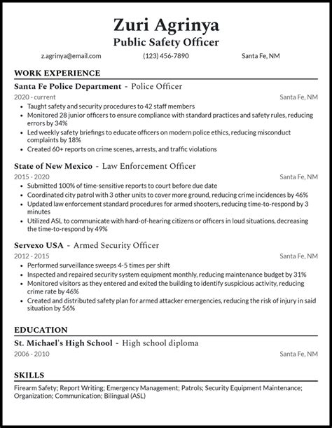 Public Safety Officer Resume Examples Built For