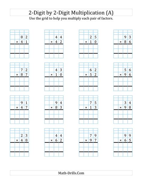 2x2 Multiplication Worksheet With Grid