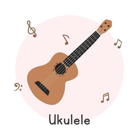 Ukulele Clipart Cartoon Style Simple Cute Ukulele String Instrument