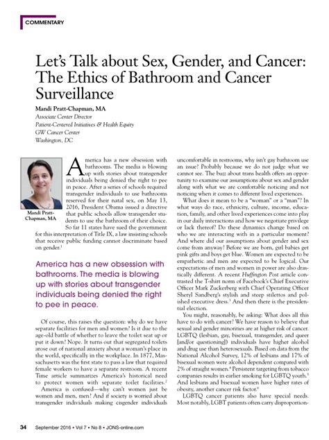 Pdf Lets Talk About Sex Gender And Cancer The Ethics Of Bathroom