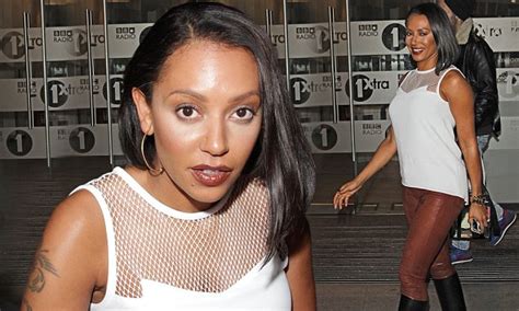 mel b suffers make up malfunction failing to blend white powder daily mail online