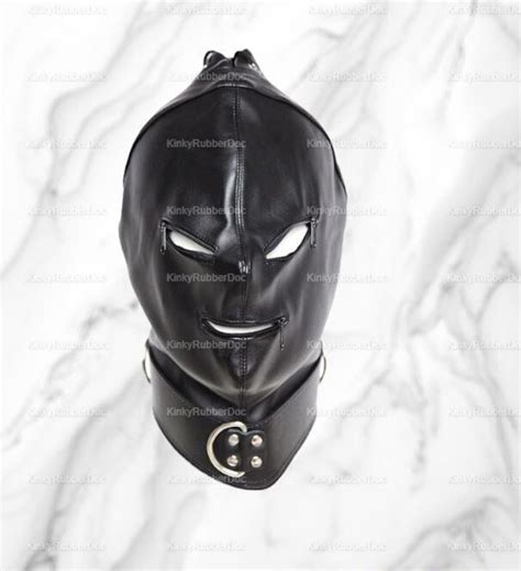Bdsm Leather Hood Zipper Eyes Mouth Bondage Sex Role Play Gay Slave Male Cbt Toys Creepy Mask