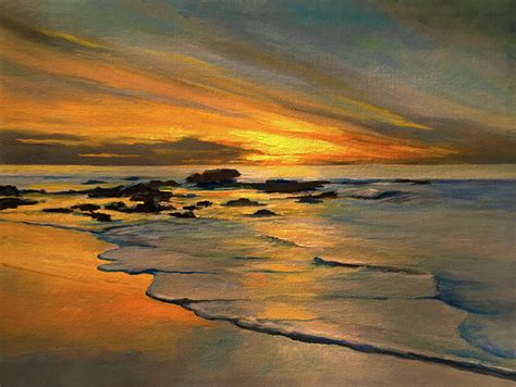 Sunset Cliff Beach Painting By Anthony Enyedy Fine Art America