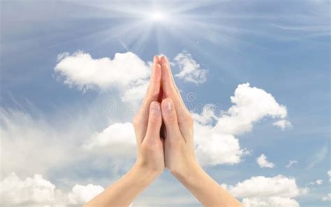 Two Praying Hands Facing The Sky Stock Image Image Of Divine Thank
