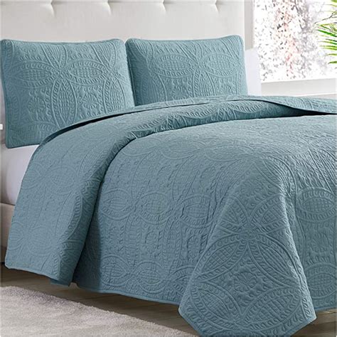 Mellanni Bedspread Coverlet Set Spa Blue Bedding Cover Oversized 3 Piece Quilt Set King