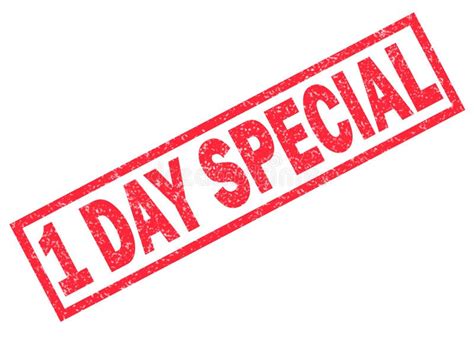 1 Day Special On White Stamp With Text One Day Special Stock