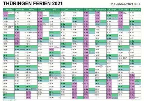 Das jahr 2021 hat 52 kalenderwochen. FERIEN Thüringen 2021 - Ferienkalender & Übersicht