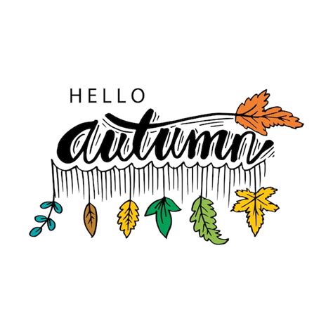 Premium Vector Hello Autumn Lettering Background With Leaves