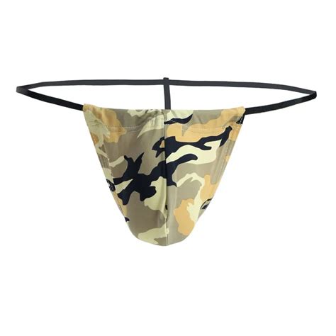 Sexy Mens Camouflage Thongs Mini Bikinis Underwear Big U Convex Pouch