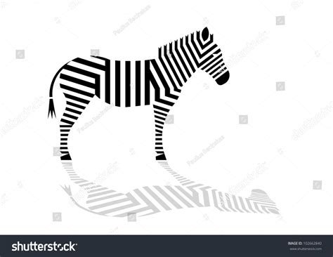 Zebra Black Parallel Lines With Shadow On White Background Stock