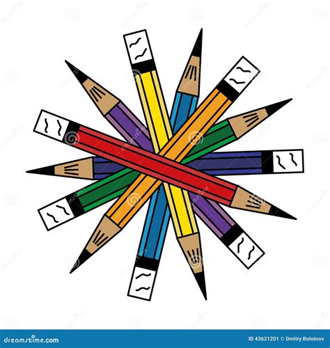 7 Pencils Arranged In A Circle Stock Vector Illustration Of Icons