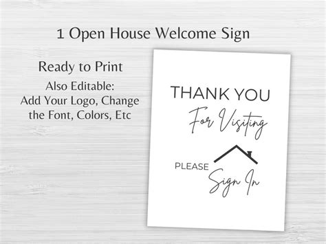 Real Estate Open House Sign In Sheet And Welcome Sign Pdfs Etsy
