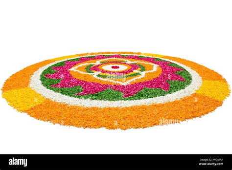 Colourful Rangoli Designs With Flowers For Diwali Festival Occasions