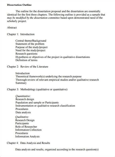 9 Dissertation Outline Template Doc Pdf