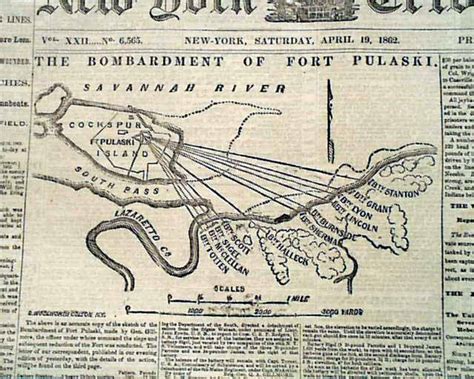 Battle Of Fort Pulaski Georgia Map And Siege Of Yorktown 1862 Civil War