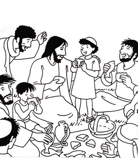 Jesus Feeds Five Thousand Page Coloring In The English Coloring Pages